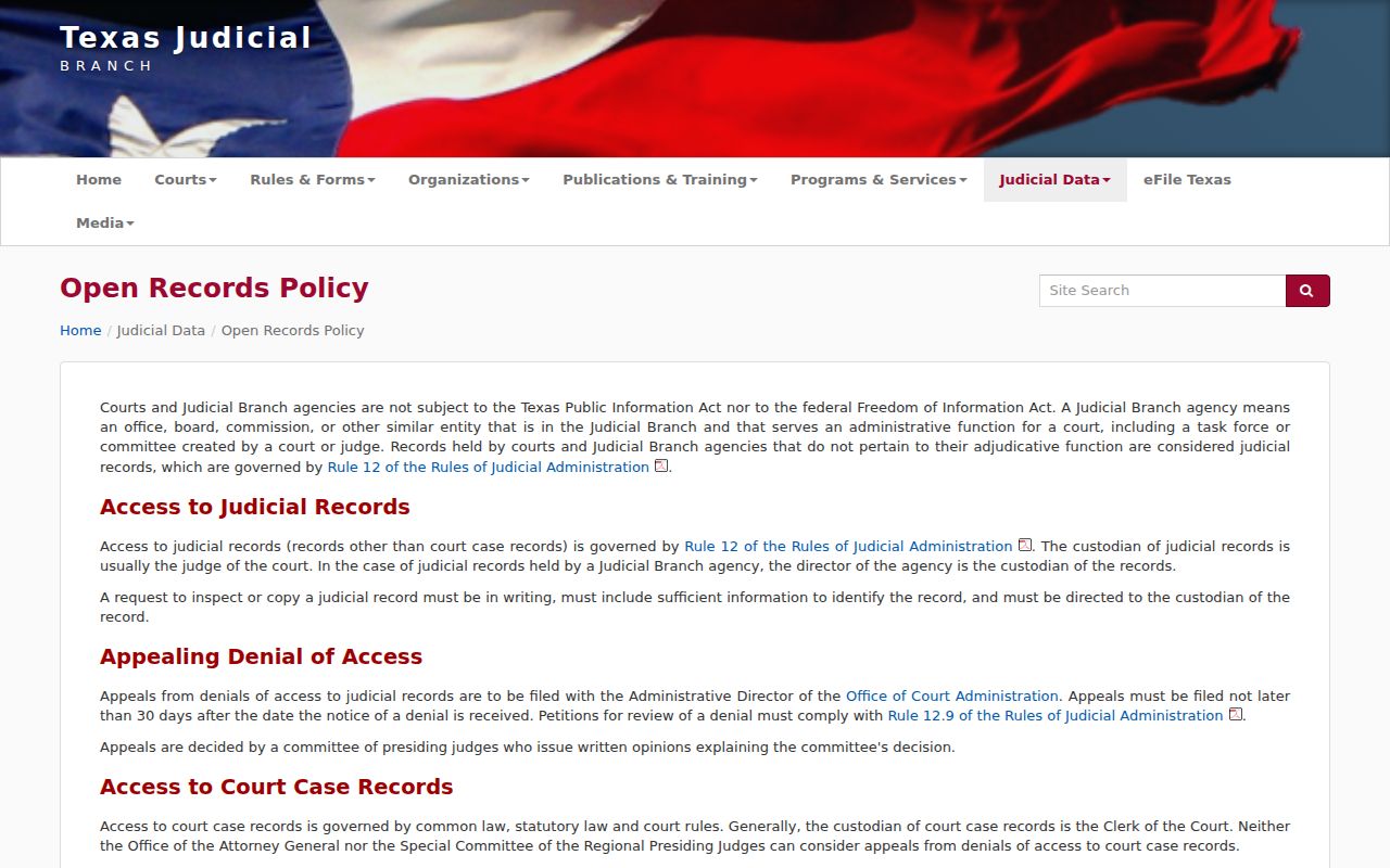 Walker County warrant-record access rules under Texas court policy